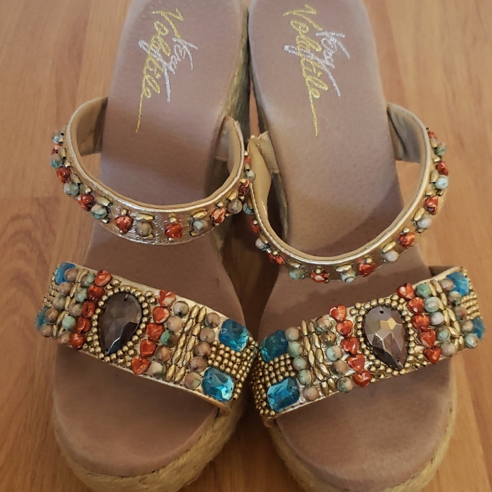 Jeweled platform mules